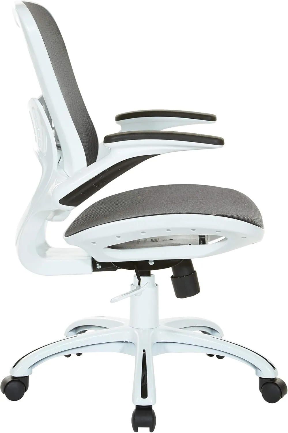 OSP Home Furnishings Riley Ventilated Manager's Office Desk Chair with Breathable Mesh Seat and Back, White Base with Black