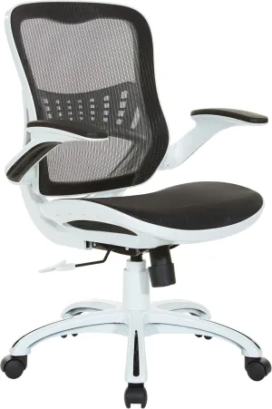 OSP Home Furnishings Riley Ventilated Manager's Office Desk Chair with Breathable Mesh Seat and Back, White Base with Black