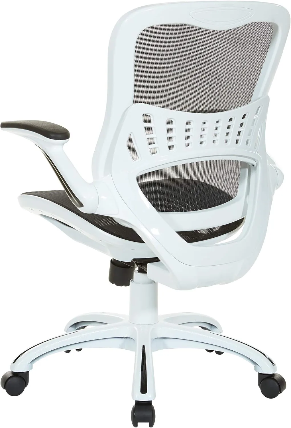 OSP Home Furnishings Riley Ventilated Manager's Office Desk Chair with Breathable Mesh Seat and Back, White Base with Black