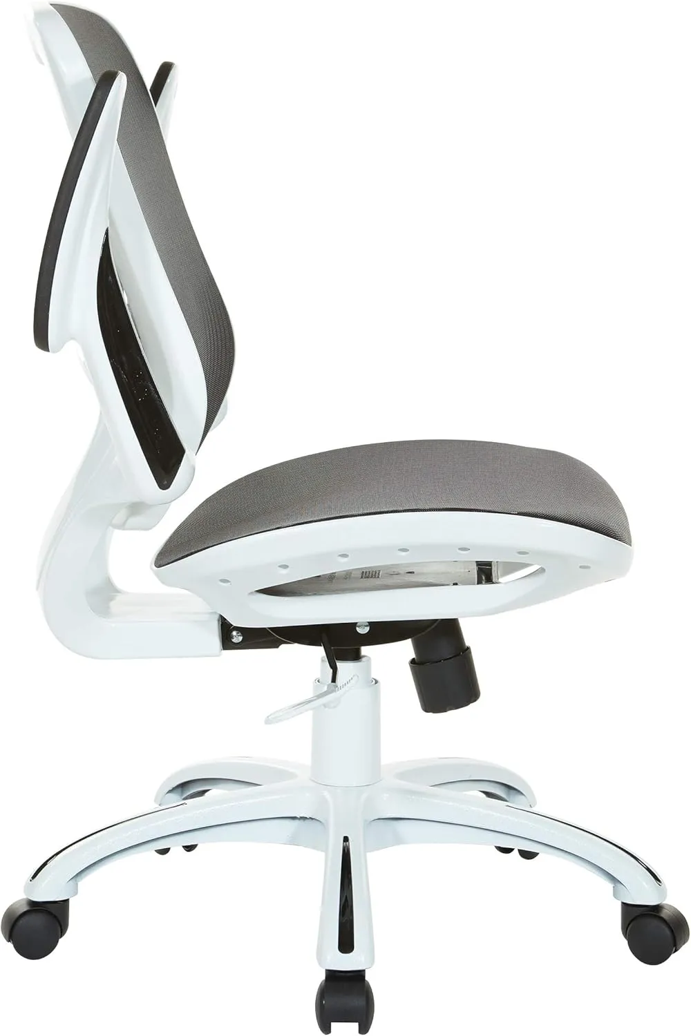 OSP Home Furnishings Riley Ventilated Manager's Office Desk Chair with Breathable Mesh Seat and Back, White Base with Black