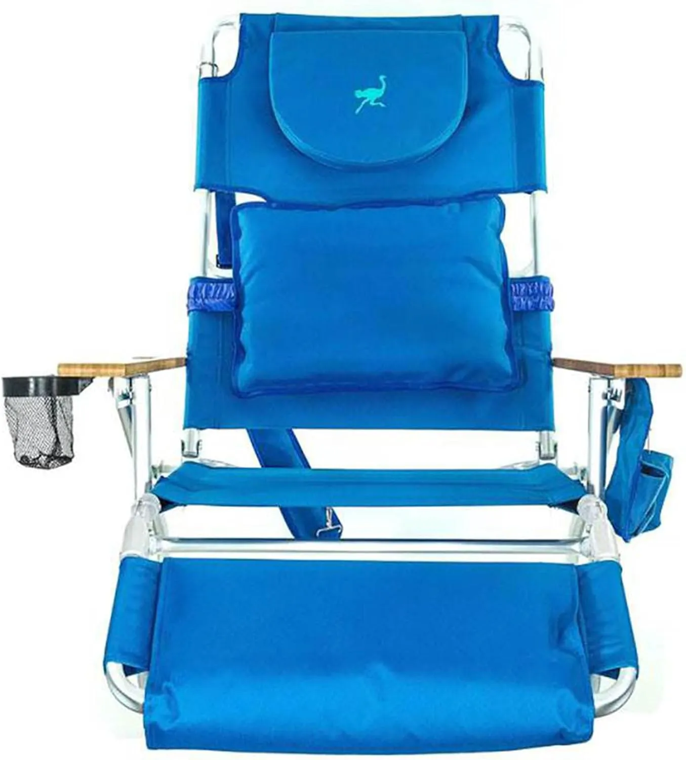 Ostrich Deluxe Reclining Lounge Chair, 3 in 1 Folding Outdoor Beach Lounger, Blue