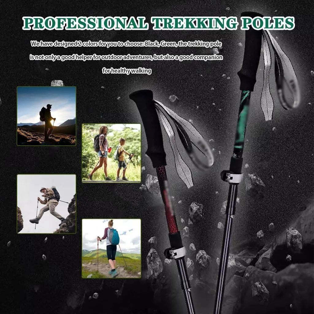 Outdoor Activities Hiking Poles, 2 Pack Adjustable Trekking Pole, Carbon Fiber   Aluminum Alloy, for Men, Women