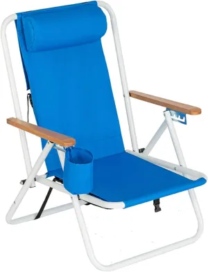 Outdoor Beach Folding Chair - Portable Outside Backpack Chairs Heavy Duty Adults Camping Chairs Adjustable Back Chair for Patios Lawns Stadiums