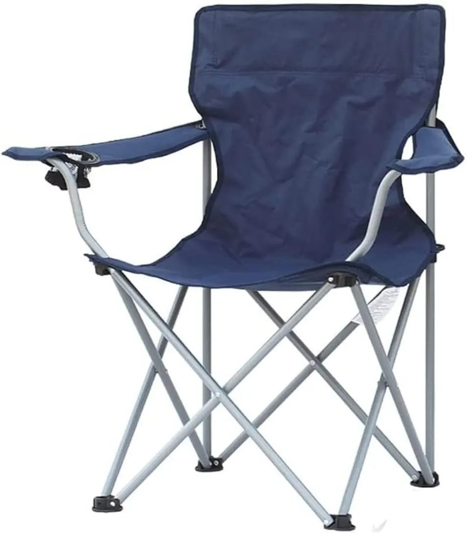 Outdoor Camp Chairs, Padded Camping Chairs Outdoor Folding Armchair with Cup Holder Beach Fishing Chair Portable Leisure High Backrest Chair Lawn Chairs Adults(Blue)