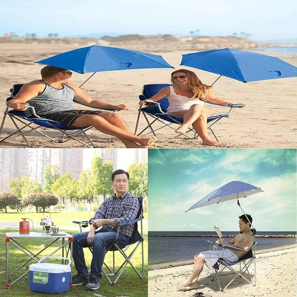 Outdoor Camp Chairs, Padded Camping Chairs Outdoor Folding Armchair with Cup Holder Beach Fishing Chair Portable Leisure High Backrest Chair Lawn Chairs Adults(Blue)