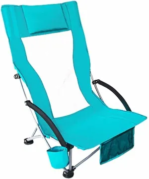 Outdoor Camping Chair Outdoor Folding Chairs Portable High-Back Folding Recliner Fishing Chair Ergonomic Design Low Foot Beach Chair Compact Portable Camping Folding Chair (Color : High Back Cyan)