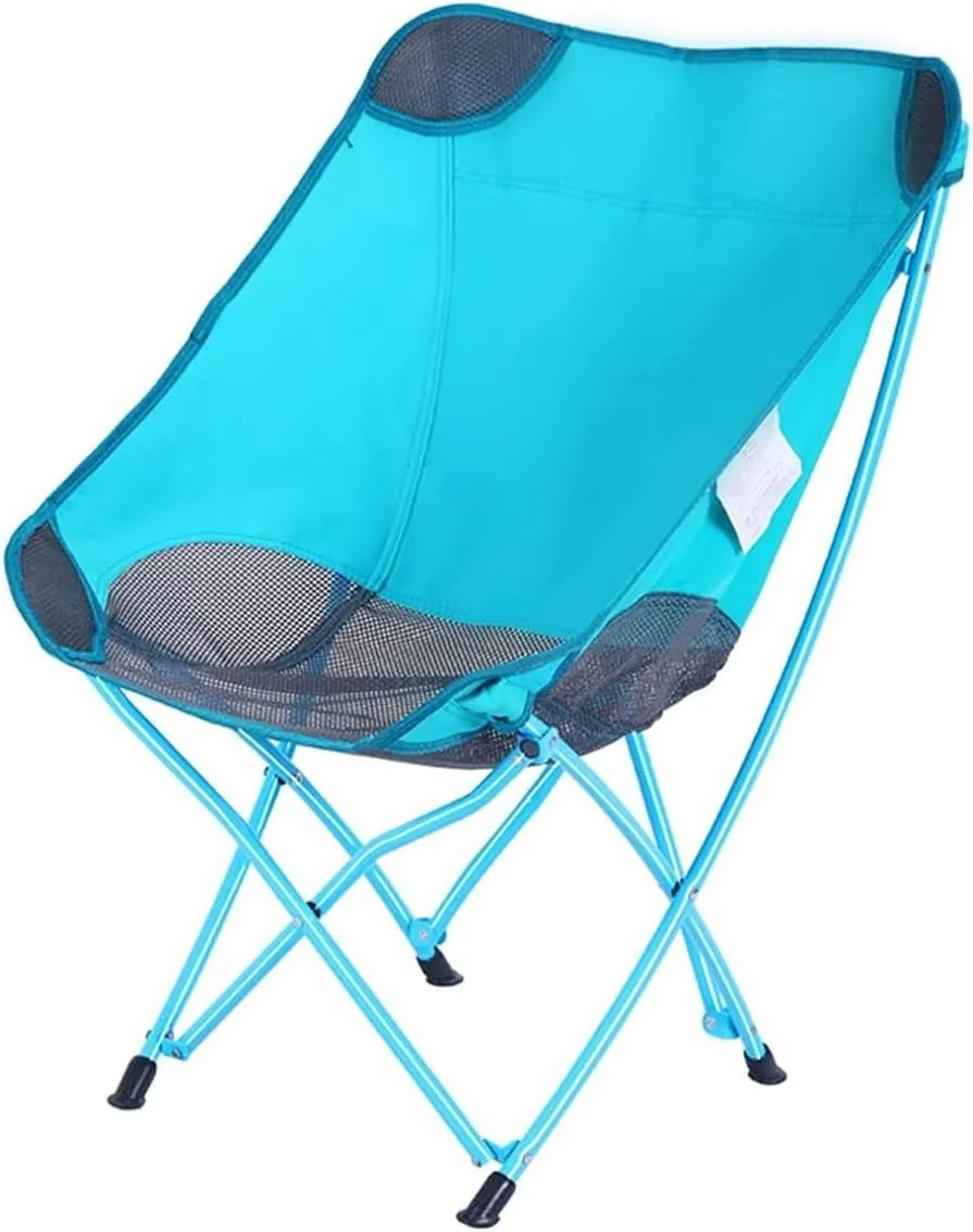Outdoor Camping Chair Ultralight Camping Chair with Mesh Stitching Compact Folding Backpacking Seat Stool with Large Back Storage Pocket Portable Folding Lawn Chairs, Blue