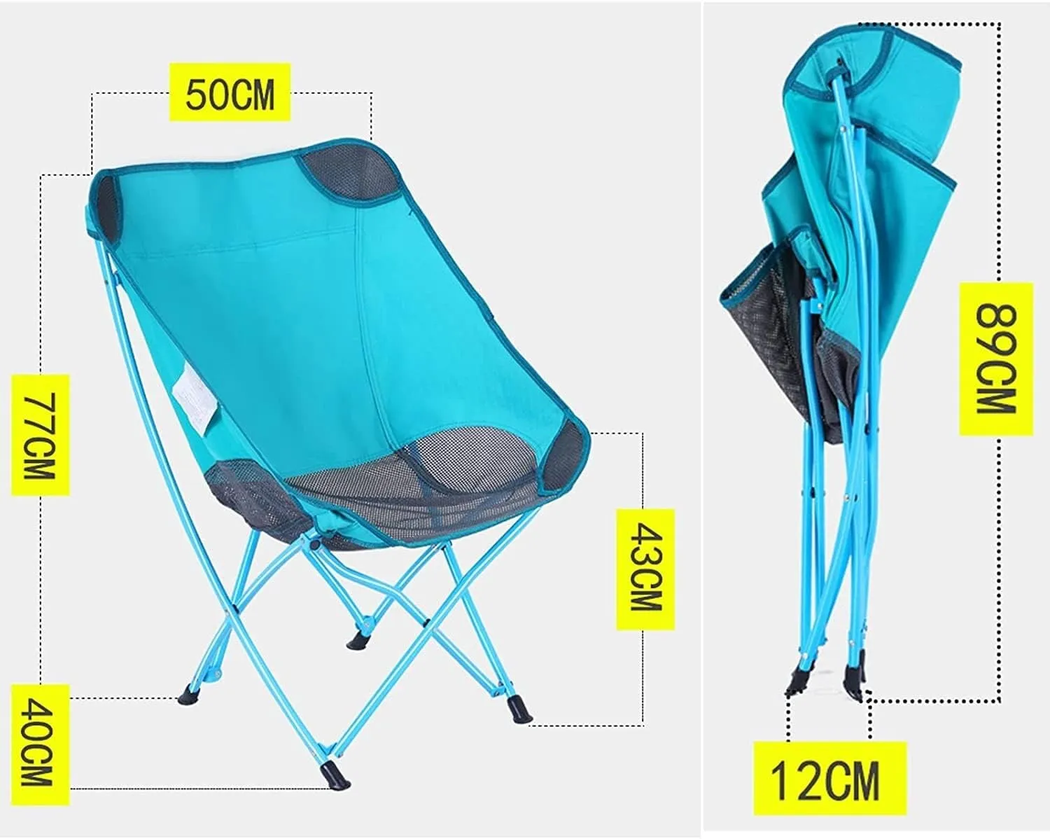 Outdoor Camping Chair Ultralight Camping Chair with Mesh Stitching Compact Folding Backpacking Seat Stool with Large Back Storage Pocket Portable Folding Lawn Chairs, Blue