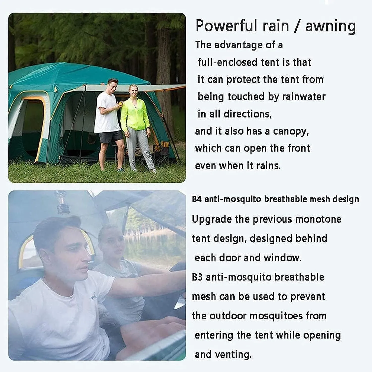 Outdoor Camping Tent Can Accommodate 8 to 12 People, Ample Space,Two-Story Tent,with an Extended Parasol, Rainproof with Sun Protection Features, Resistible Cold Family Camping