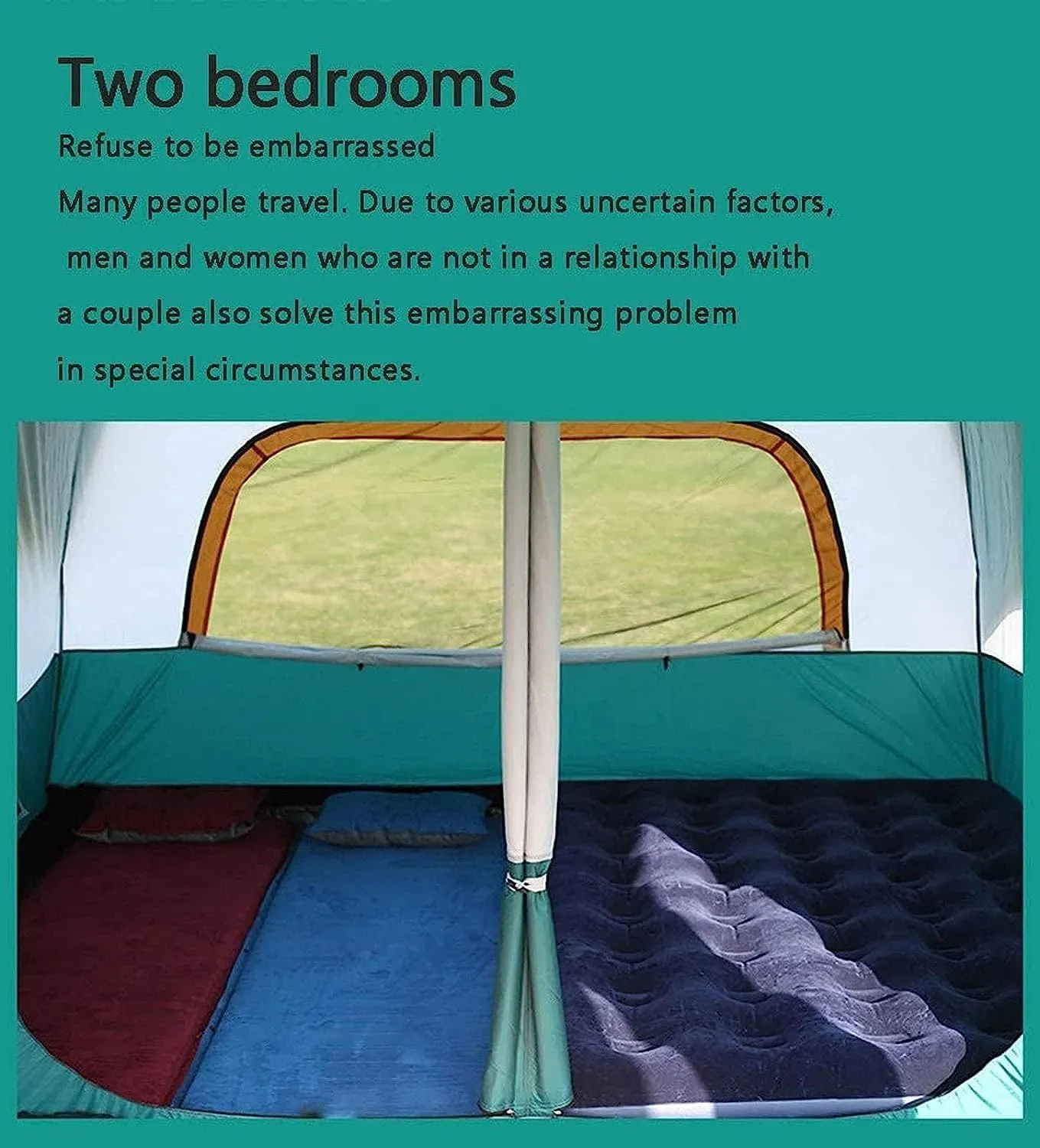 Outdoor Camping Tent Can Accommodate 8 to 12 People, Ample Space,Two-Story Tent,with an Extended Parasol, Rainproof with Sun Protection Features, Resistible Cold Family Camping