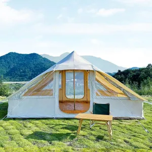 Outdoor Camping Tent, Double Door Hut Tent, Family Camping Tent Camp Hotel Tent, Outdoor Camping Wall Yurt Tent Tent Double