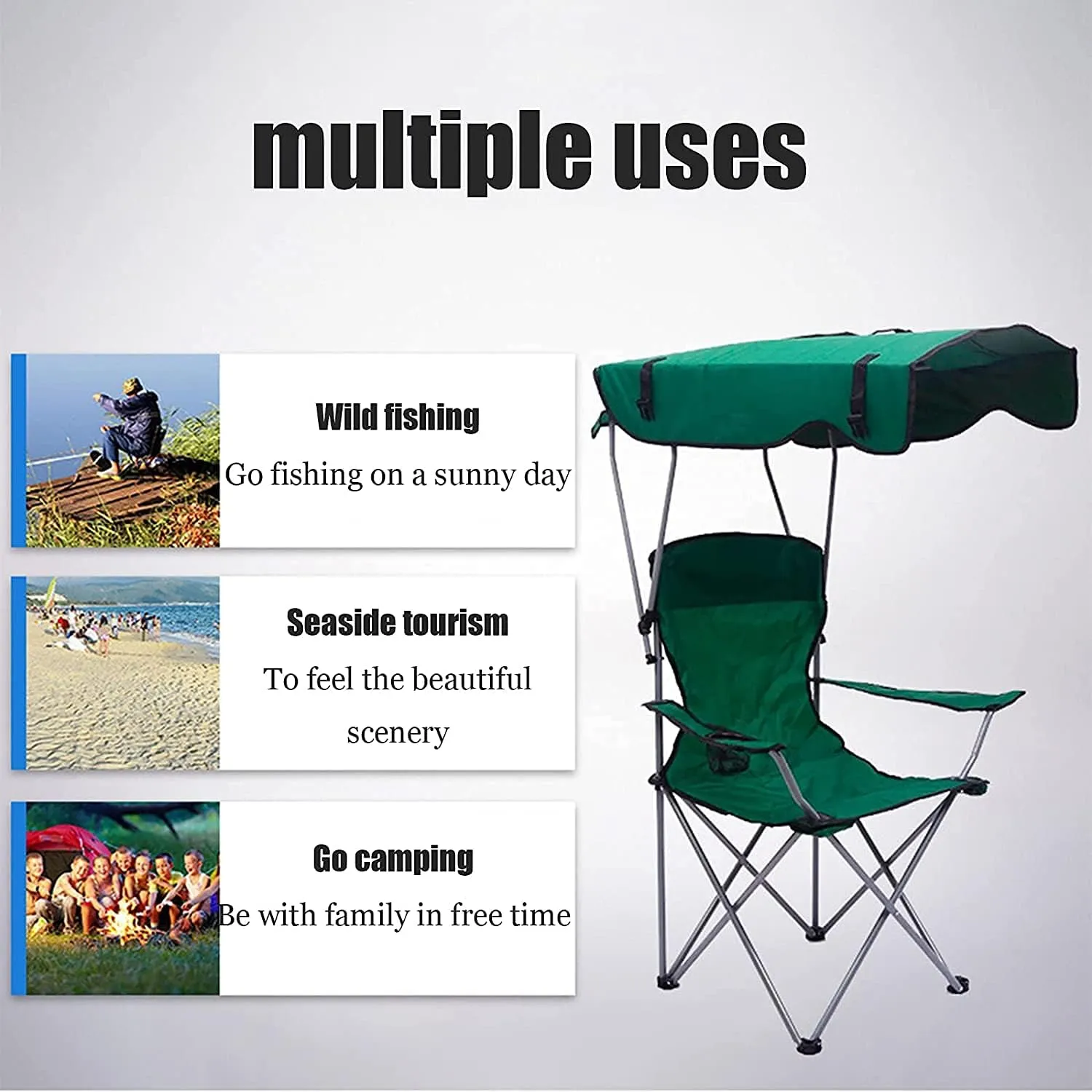 Outdoor Chair Folding Camping Chair Camping Chair With Shade Canopy Chair, Folding Recliner, Adjustable Outdoor Beach Lightweight Sunshade Folding Chairs Camping Chair Foldable Chair ( Color : A , Siz