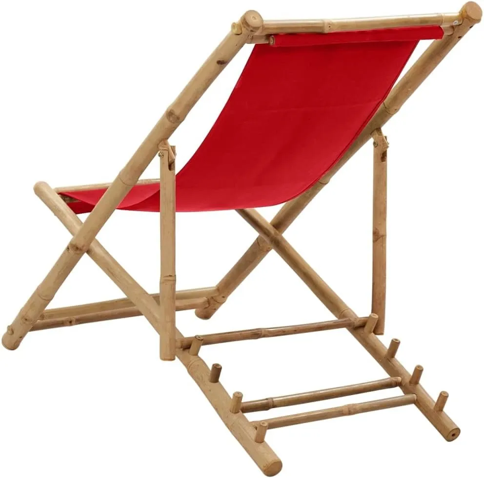 Outdoor Chairs,Zero Gravity Chair,Folding Stool,Deck Chair Bamboo and Canvas RedFor Gardens, patios, Balconies