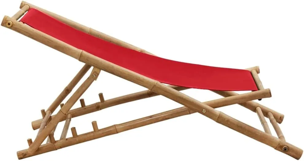 Outdoor Chairs,Zero Gravity Chair,Folding Stool,Deck Chair Bamboo and Canvas RedFor Gardens, patios, Balconies