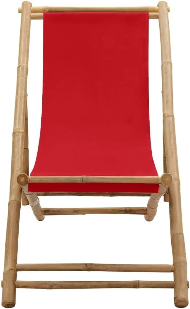 Outdoor Chairs,Zero Gravity Chair,Folding Stool,Deck Chair Bamboo and Canvas RedFor Gardens, patios, Balconies