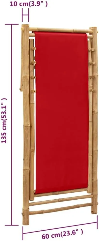 Outdoor Chairs,Zero Gravity Chair,Folding Stool,Deck Chair Bamboo and Canvas RedFor Gardens, patios, Balconies