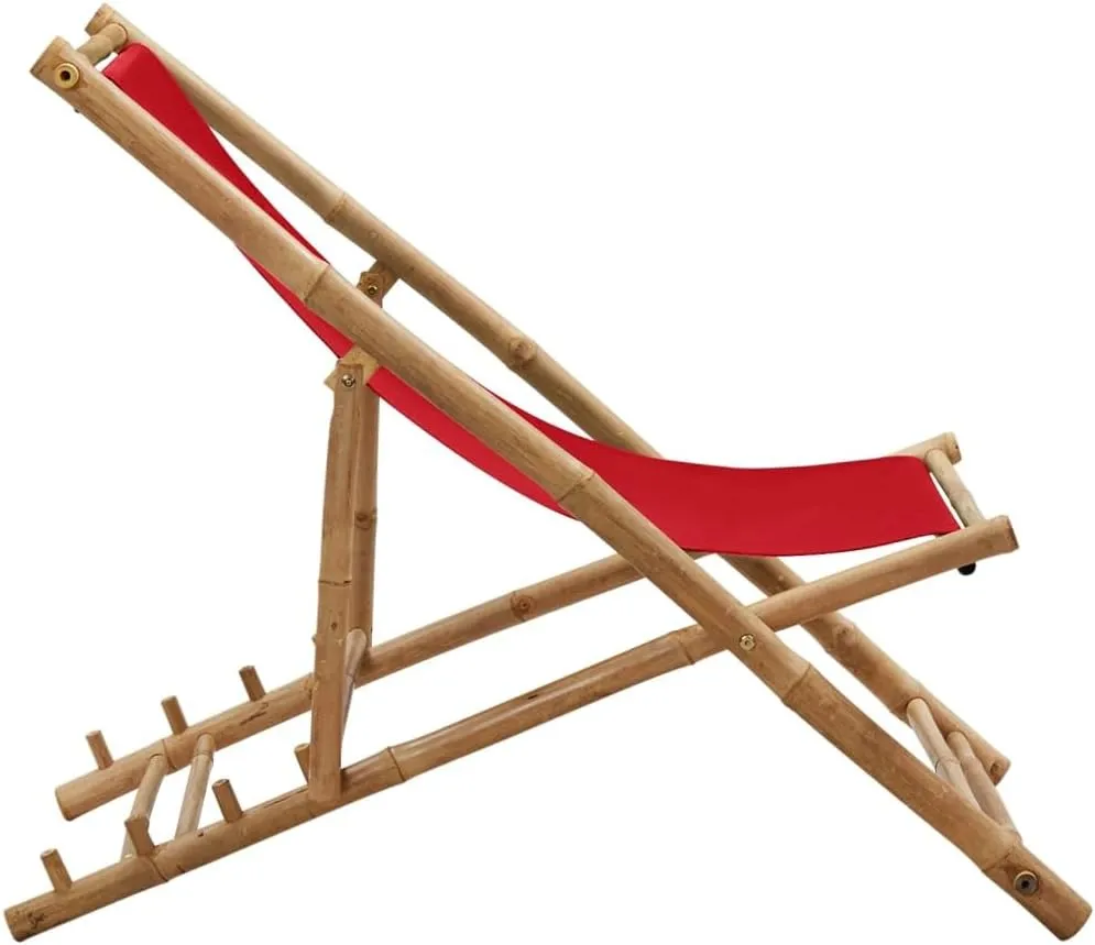 Outdoor Chairs,Zero Gravity Chair,Folding Stool,Deck Chair Bamboo and Canvas RedFor Gardens, patios, Balconies