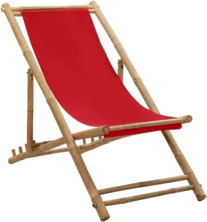 Outdoor Chairs,Zero Gravity Chair,Folding Stool,Deck Chair Bamboo and Canvas RedFor Gardens, patios, Balconies