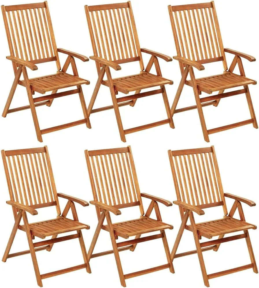 Outdoor Chairs,Zero Gravity Chair,Folding Stool,Folding Patio Chairs 6 pcs with Cushions Solid Acacia WoodFor Gardens, patios, Balconies