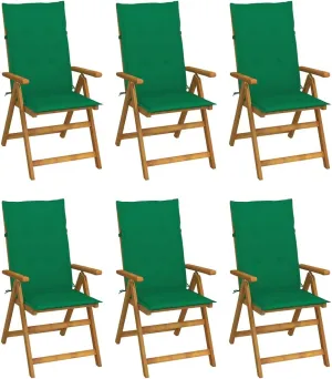 Outdoor Chairs,Zero Gravity Chair,Folding Stool,Folding Patio Chairs 6 pcs with Cushions Solid Acacia WoodFor Gardens, patios, Balconies