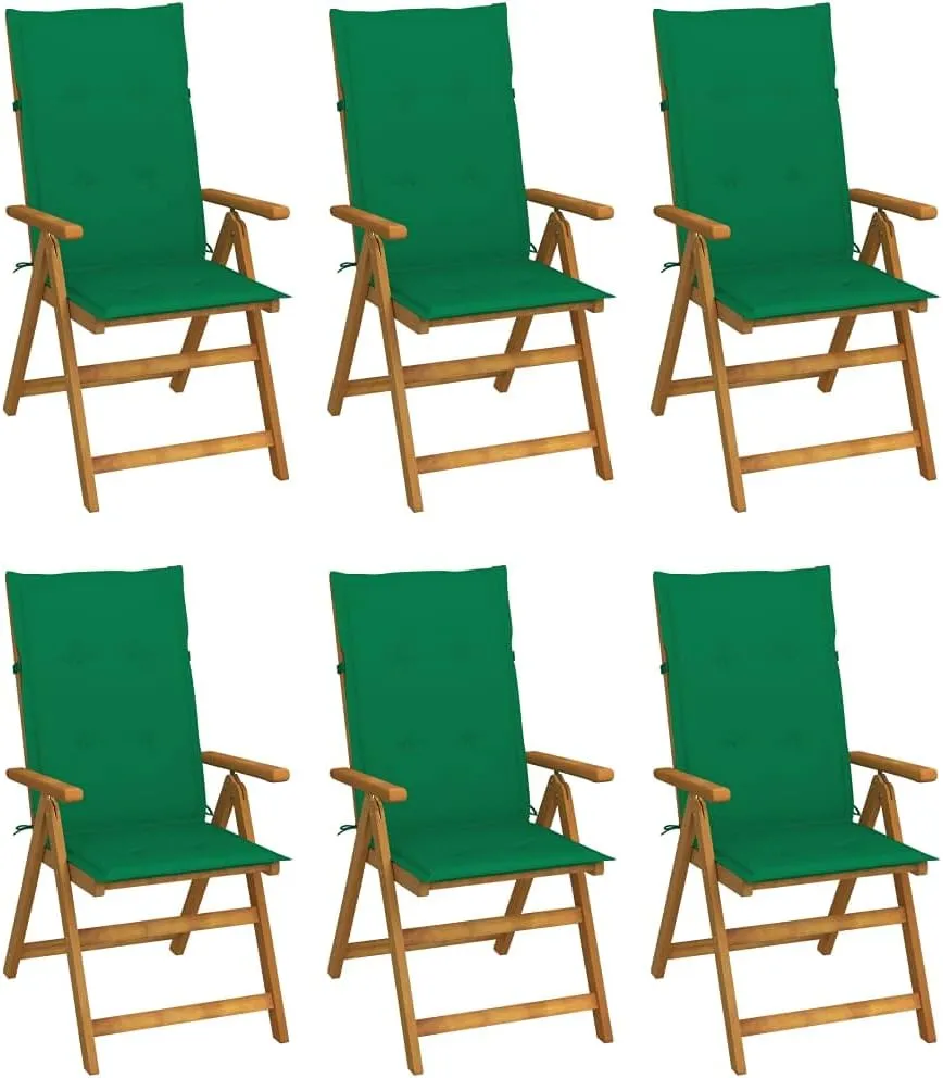 Outdoor Chairs,Zero Gravity Chair,Folding Stool,Folding Patio Chairs 6 pcs with Cushions Solid Acacia WoodFor Gardens, patios, Balconies