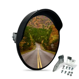Outdoor Convex Mirror 12" Corner Mirrors for Pole, Warehouse Blindspot Mirror, 12Inch Security Mirror for Driveway, Waterproof Cap Convex Mirror Indoor Outdoor with Clear View