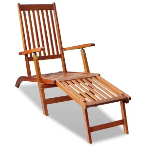 Outdoor Deck Chair with Footrest Acacia Wood