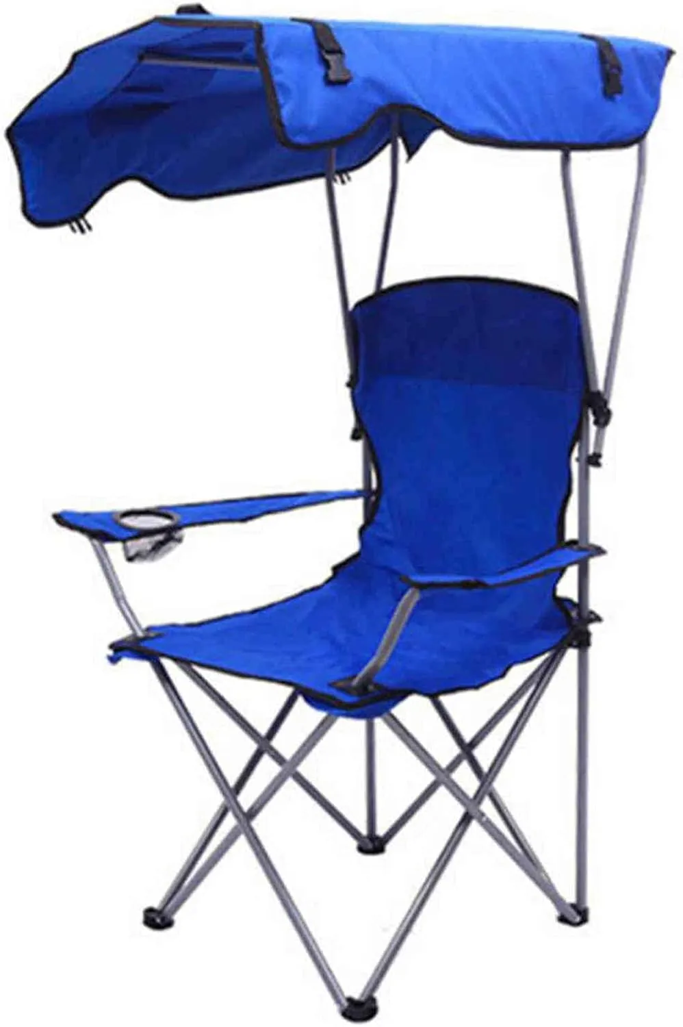 Outdoor Folding Chair High Back Camping Chair with Shade Canopy with Cup Holder, Portable for Outdoor Camp, Fishing Sunshade Beach Chair