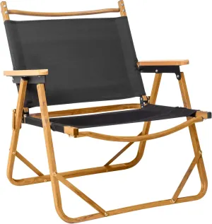 Outdoor Folding Chair Lightweight Camping Chair Heavy Duty Beach Chair, Imitation Wood Grain Spray Paint Aluminum Frame, for Beach Picnic Travel Beach Festival Hiking, Medium Size, Black