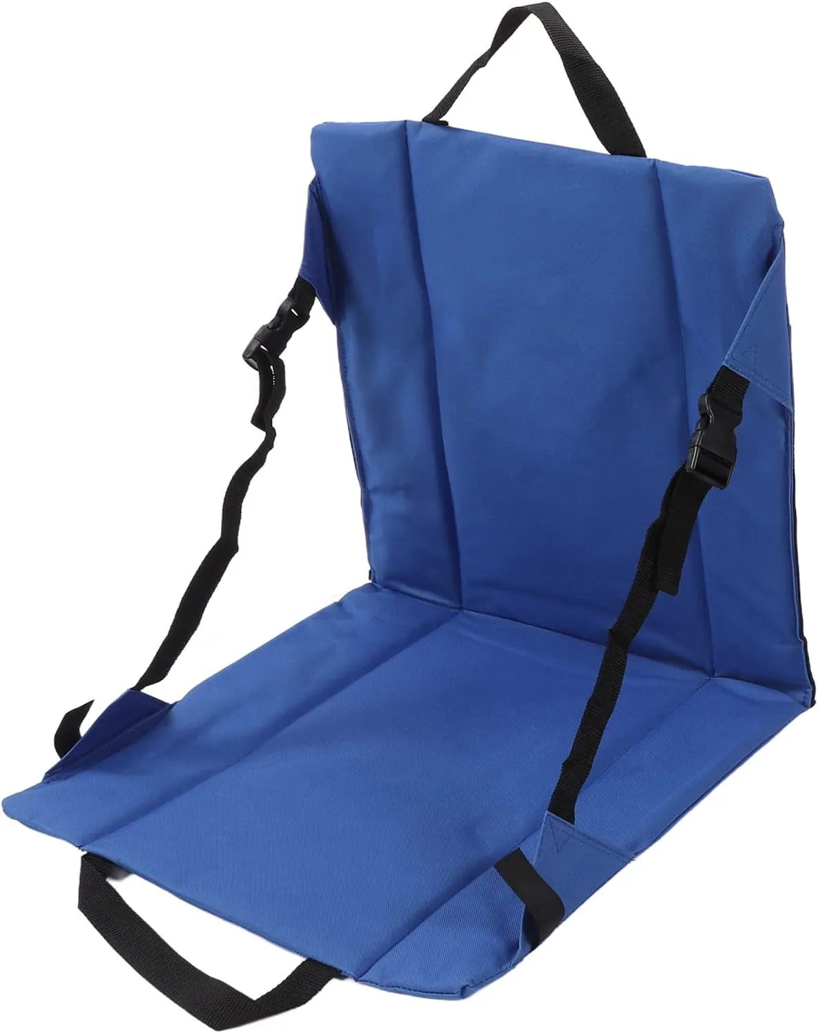 Outdoor Folding Fishing Chair Seat, Portable Blue Rocking Chair Cushion with Handle Buckle for Beach, Stadium, Camping