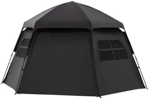 Outdoor Hexagonal Quick-Open Camping Tent Portable Folding Black Glue Rainproof