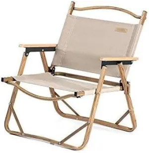 Outdoor Leisure Folding Chair, Portable Ultralight Camping, Fishing, Picnic Chair with Aluminum Wood Grain Frame, 120kg Capacity