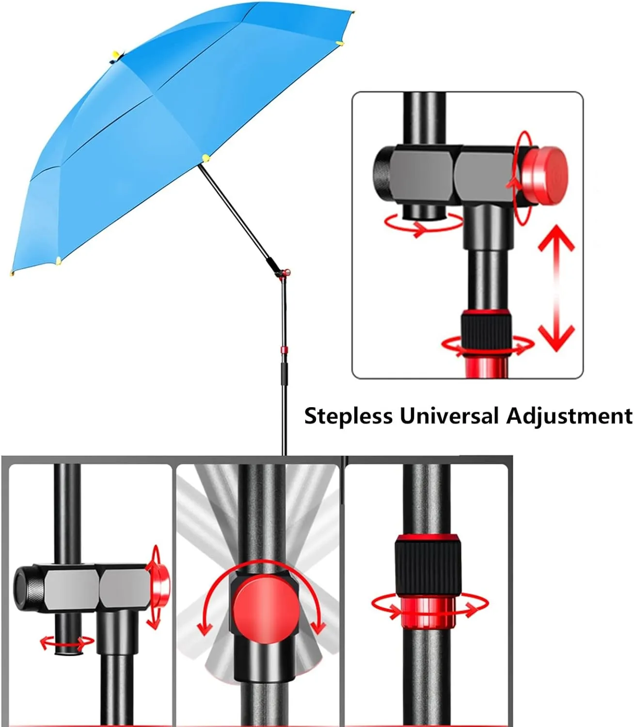 Outdoor Parasol Umbrellas for Fishing Shelters - Multi-Purpose Sun Umbrella for Garden - Beach Sunshade, Sun Protection Heat Insulation - Rainproof Windproof, 360° Adjustment (Blue 220cm/7.2ft)