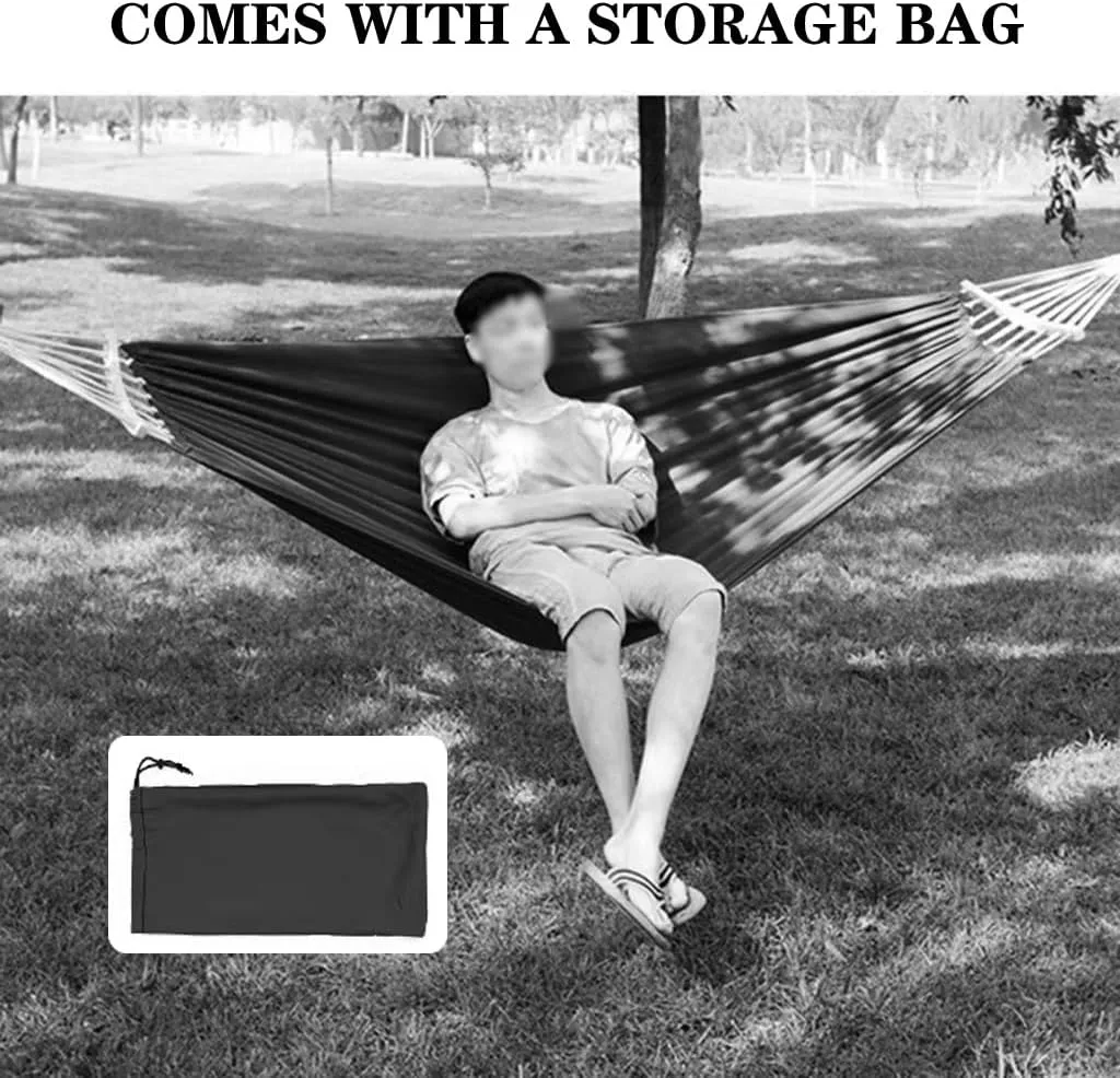 Outdoor Thickened Cotton Hammock, Garden Anti-Rollover Double Swing, Camping Equipment with Storage Bag, Load Bearing 150kg/330.7lbs(Burgundy)