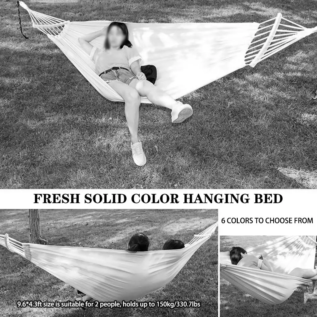 Outdoor Thickened Cotton Hammock, Garden Anti-Rollover Double Swing, Camping Equipment with Storage Bag, Load Bearing 150kg/330.7lbs(Burgundy)