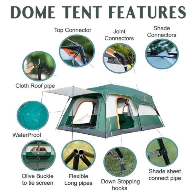 Outdoor Tracking Tent For 9-12 Person Size 420*305*200 Cm