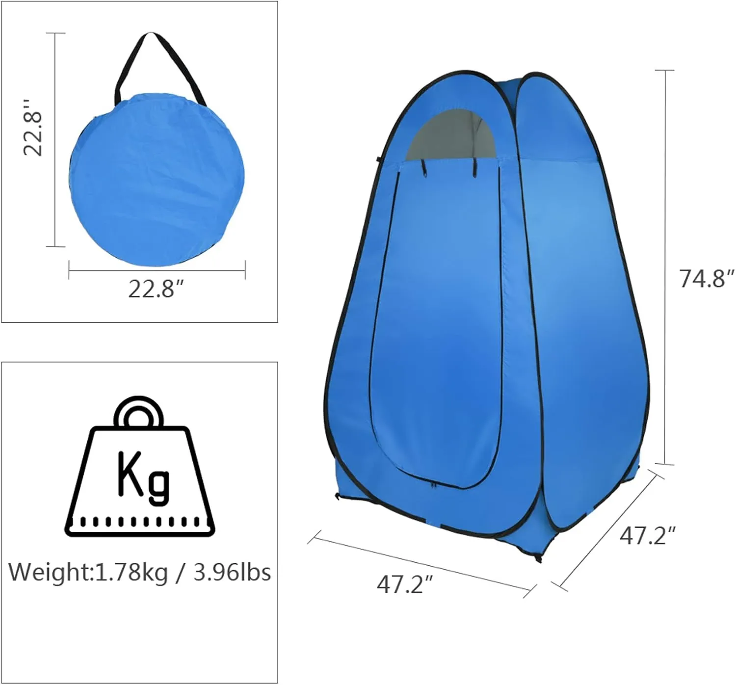 Outvita Pop Up Shower Tent, Instant Privacy Camping Changing & Toilet Tent, 6.23FT Portable Outdoor Shelter for Hiking Fishing Picnic Beach with Carring Bag 4 Stakes