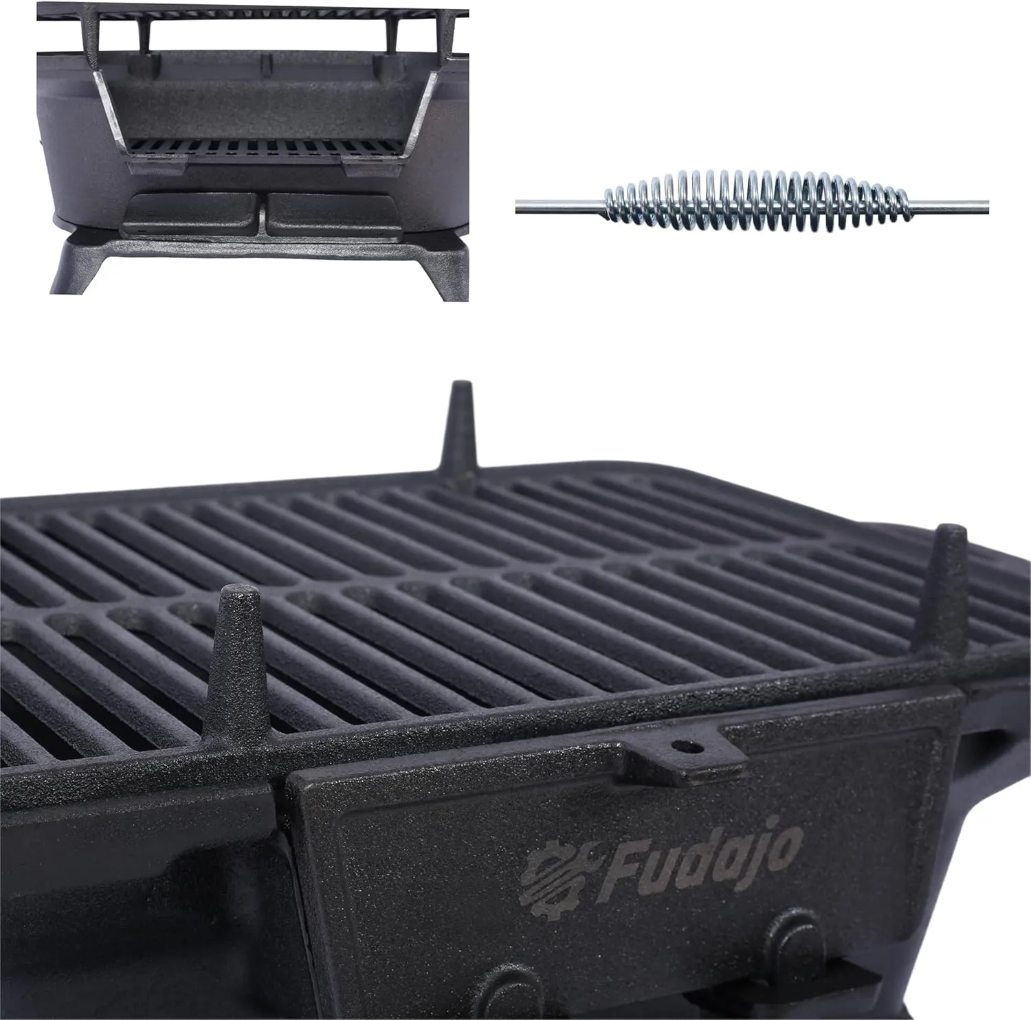 Oval Outdoor Portable Charcoal Grill and Tabletop Cast Iron Skillet - 100% Cast Iron, Enameled, Durable, Small, Camping Stove, Hibachi (Black 1)