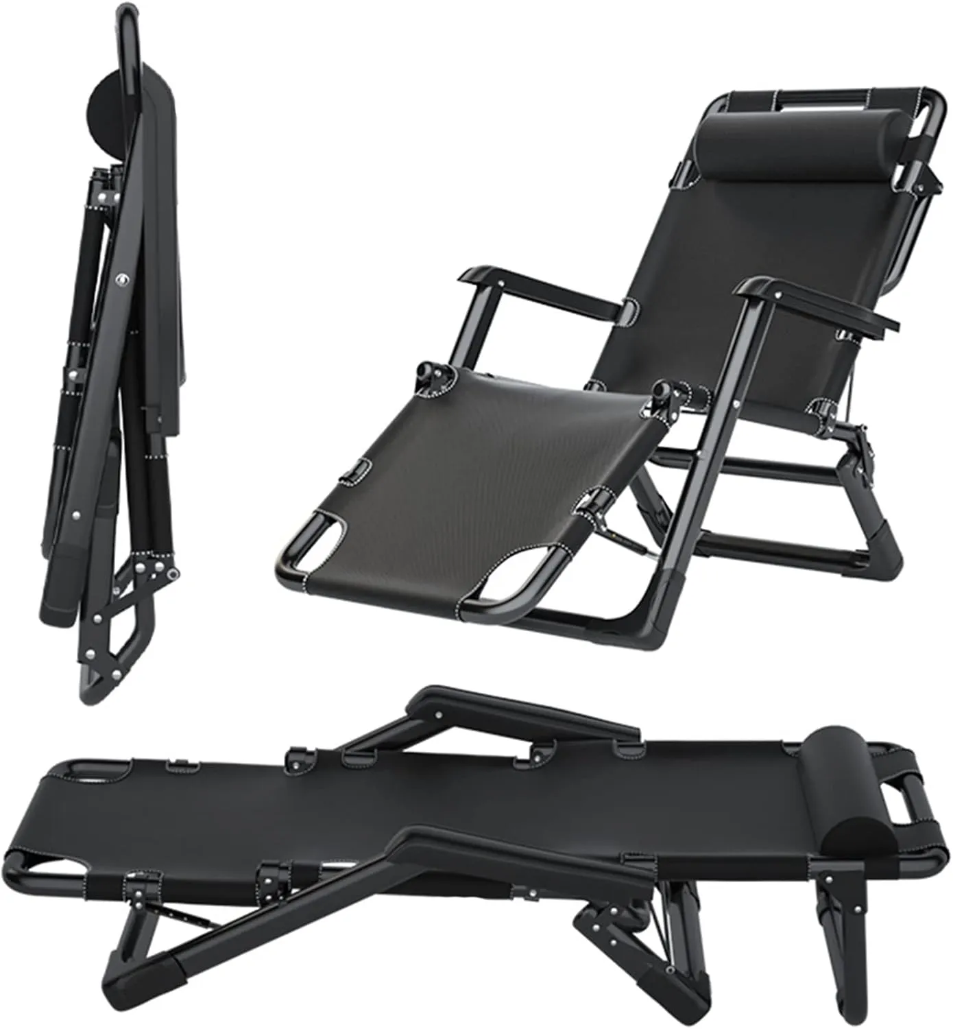 Oversized Chair, XL Lounge Chairs for Outside, Folding Reclining Camping Chair for Deck, Yard, Porch, Pool, Supports Up to 150KG