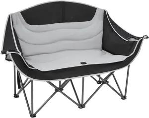 Oversized Double Camping Chair, Portable Folding Sofa Recliner, Equipped with Cup Holder, Provides Comfortable Double Seating, Suitable for Camping