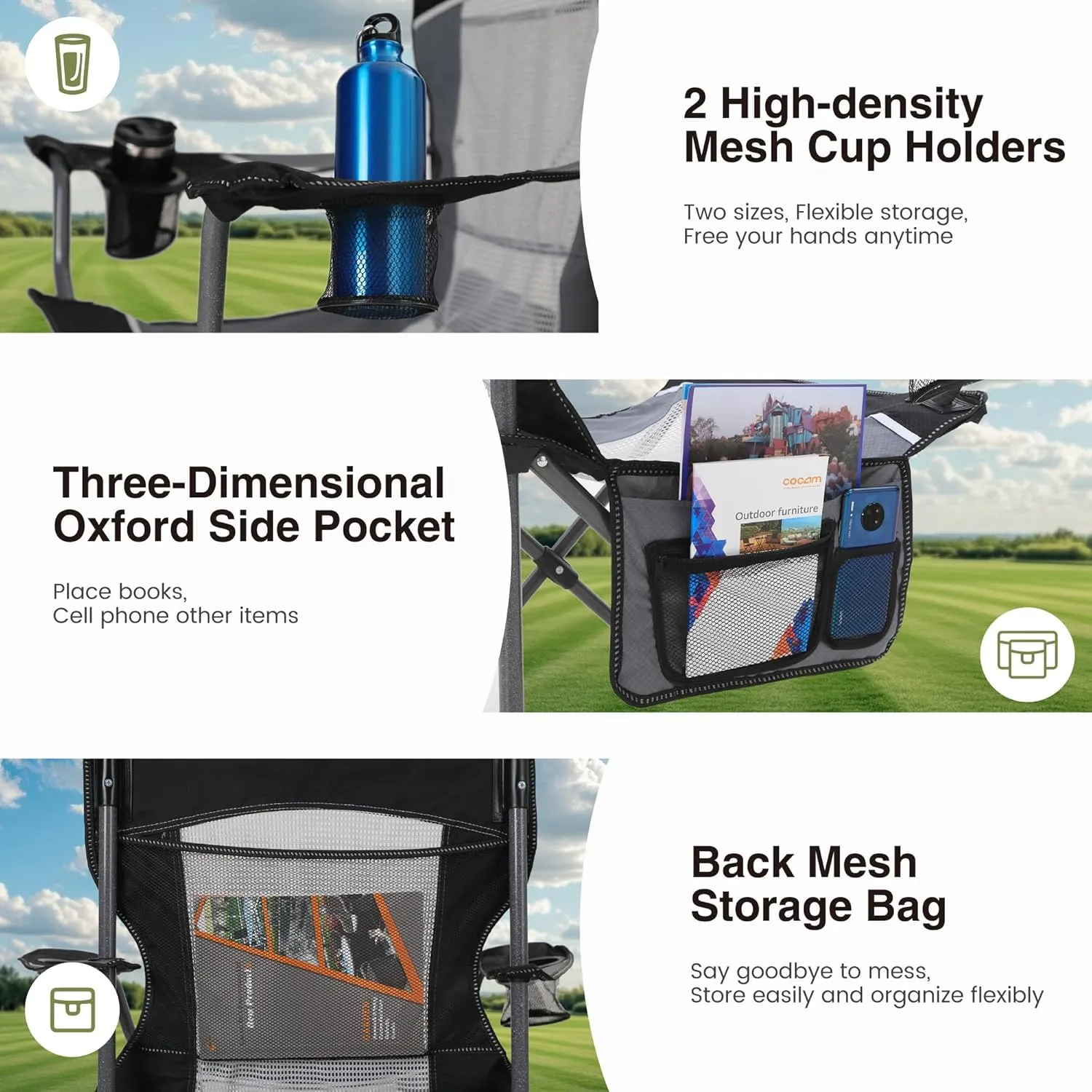 Oversized Portable Mesh Camping Folding Chair