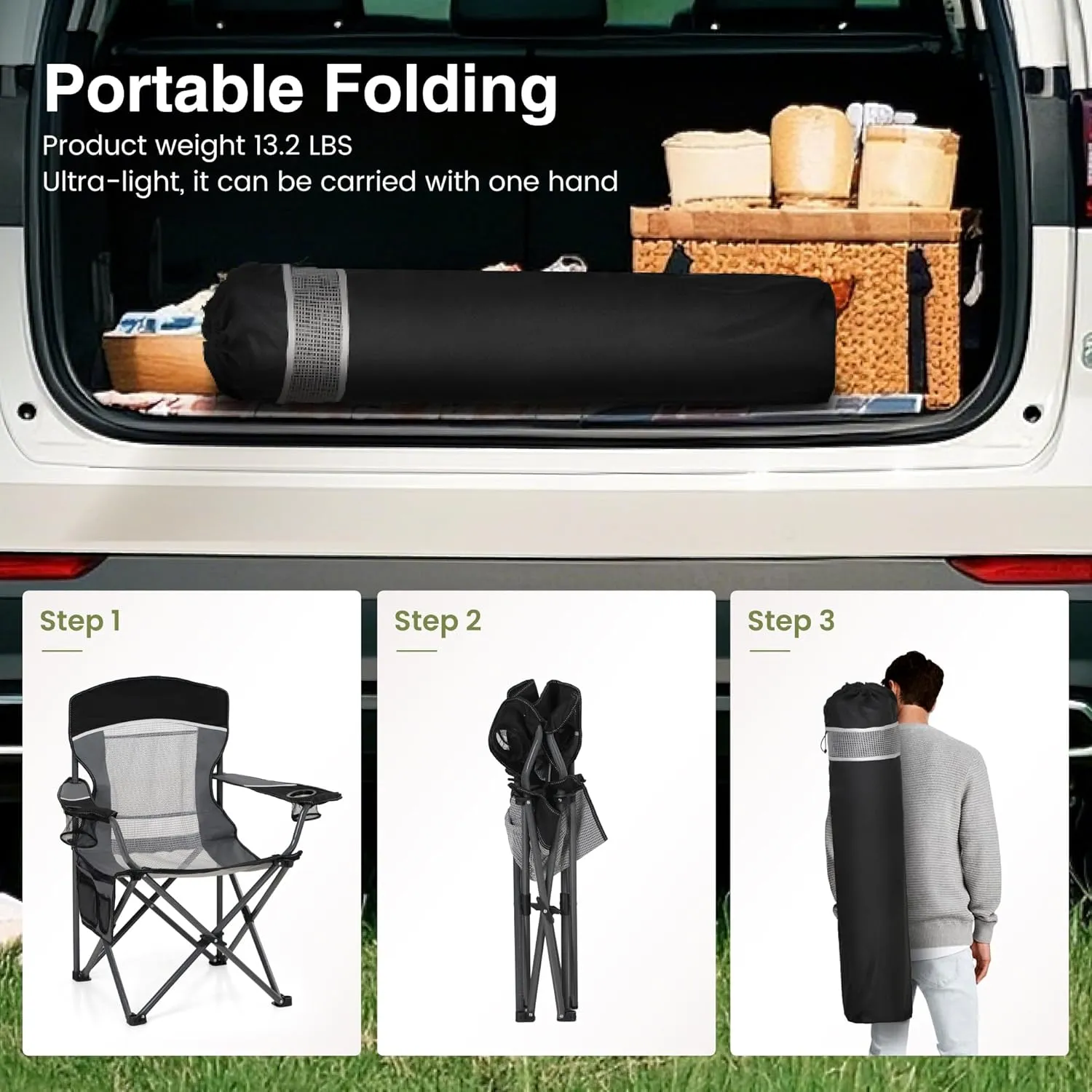 Oversized Portable Mesh Camping Folding Chair
