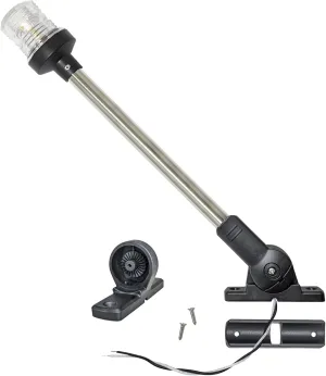 Pactrade Marine 12V Marine Boat Yacht Pontoon Navigation Anchor Light 360 Degrees All Around Nature White LED Splashproof Black Housing USCG Certified Approved (Dual Adjustable Bases (H=16"))