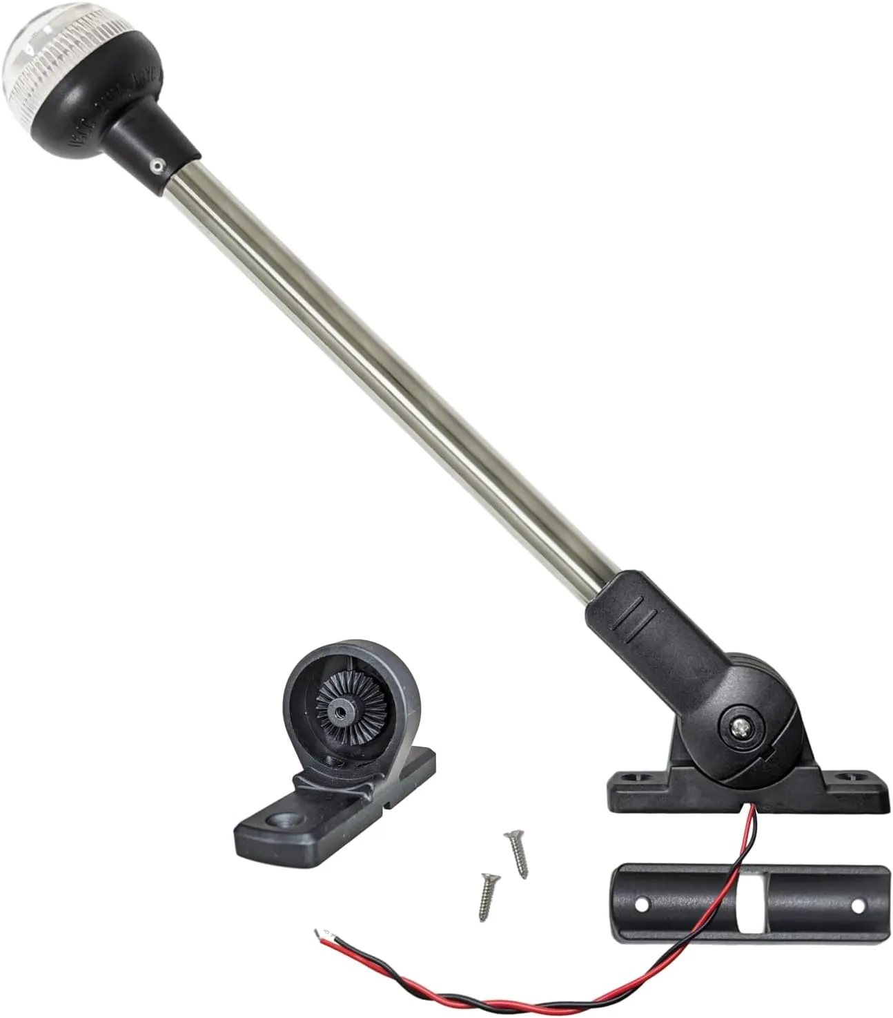 Pactrade Marine Aluminium LED RV Adjustable All Round 360 Degree with Stern Pole Navigation Anchor Light Pontoon Fishing Boat Kayak (16" Vertical & Horizontal)