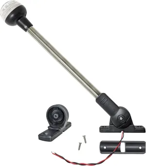 Pactrade Marine Aluminium LED RV Adjustable All Round 360 Degree with Stern Pole Navigation Anchor Light Pontoon Fishing Boat Kayak (16" Vertical & Horizontal)
