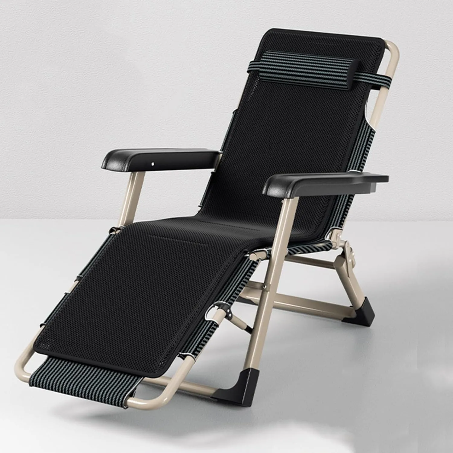 Padded Zero Gravity Chair,Adjustable Sleeping Cot Chair, Portable Folding Bed Cot Chaise Lounge Chairs for Outside Beach Lawn Camping Pool Sun Tanning