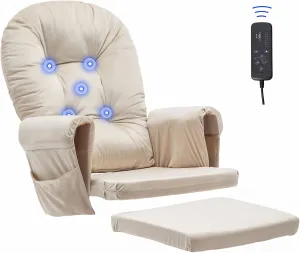 Paddie Beige Massage Glider Rocker Replacement Cushions with Storage Velvet Washable Non Slip for Glider Rocking Chair, 5PCS