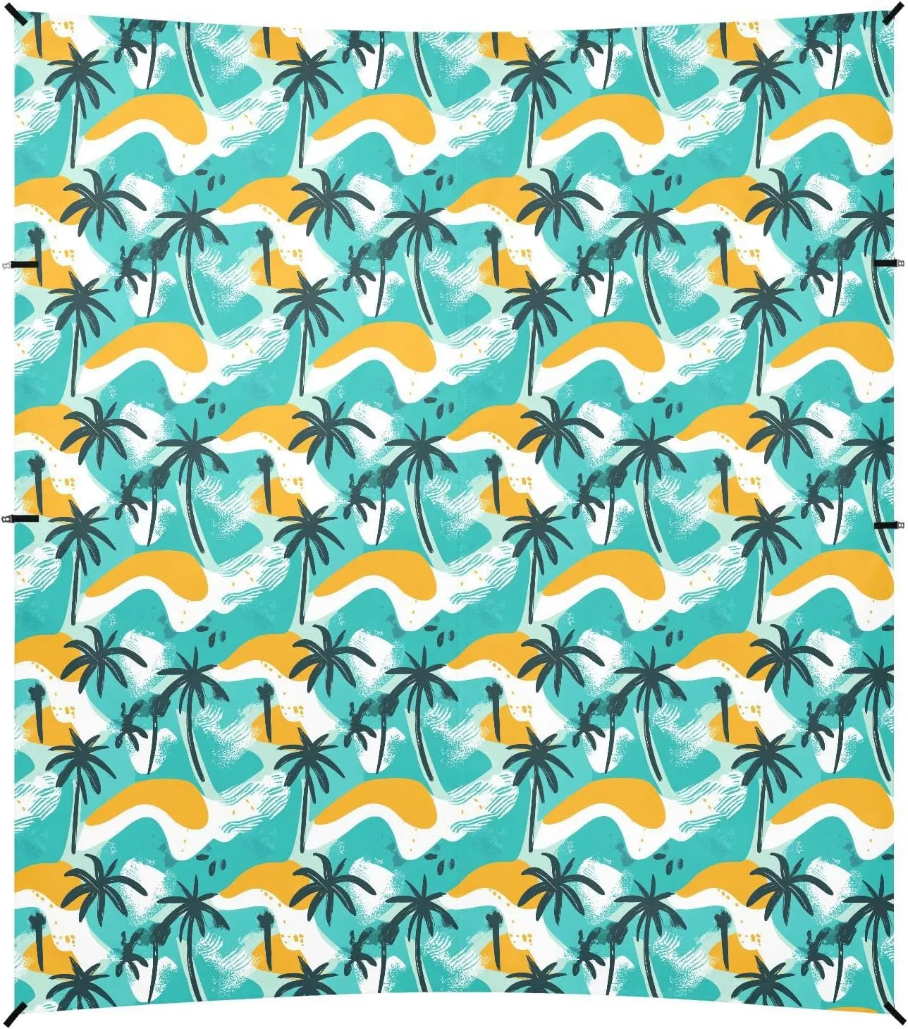 Palm Trees Green Summer Beach Cabana Tent UPF50 Water-Resistant Large Sun Shade with Sandbags, Sand Shovel, Poles for Camping, Fishing, Backyard Fun