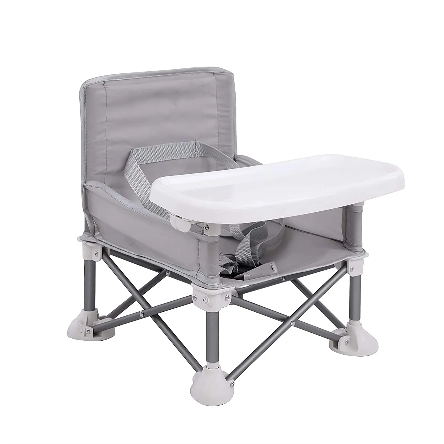 PandaEar Portable Baby Seat Travel| Compact Fold with Straps for Indoor/Outdoor Use| Great for Camping, Beach, Lawn |Toddlers, Kids, Boys, Girls (Grey with Placemat)