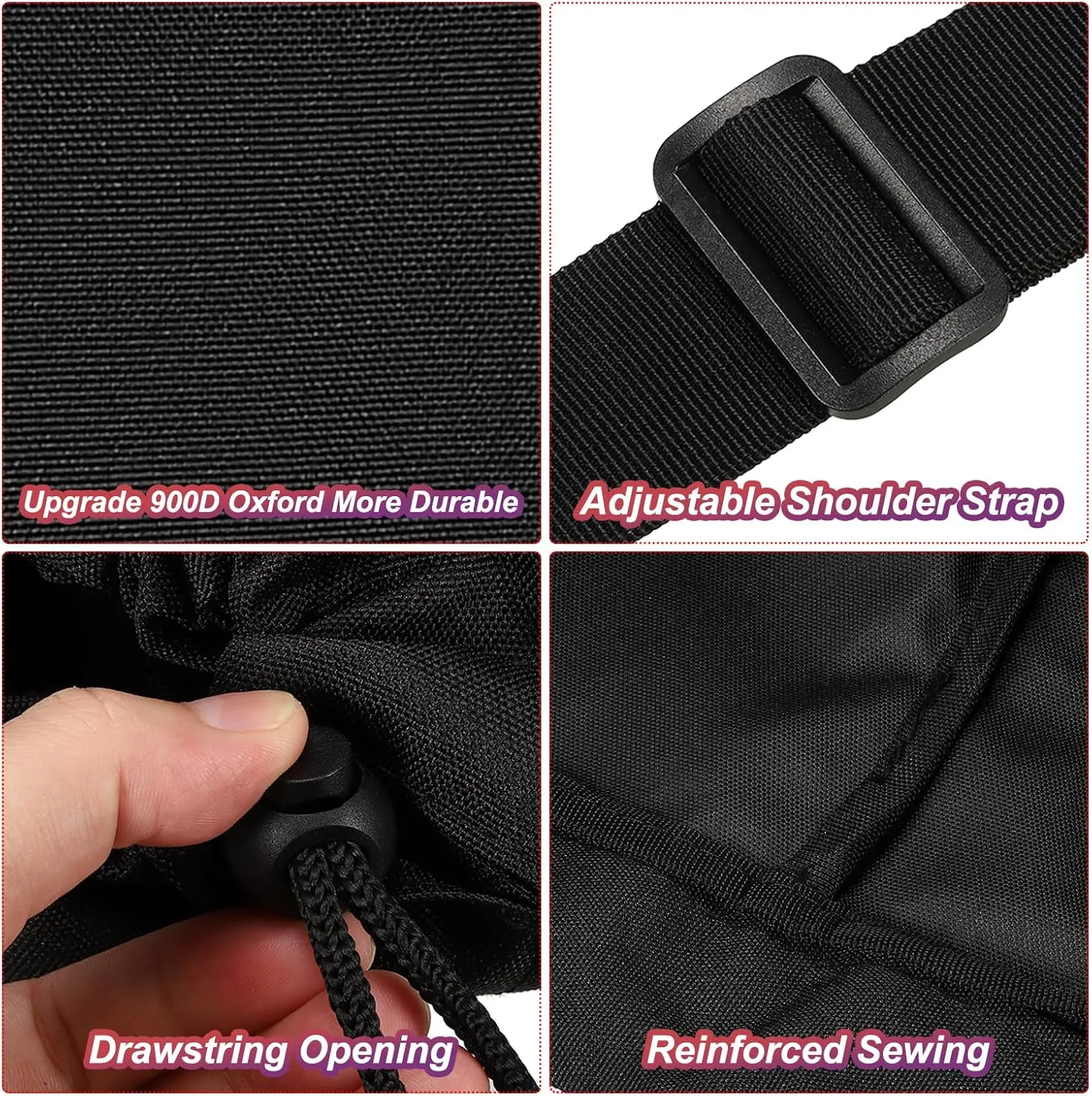 PATIKIL 48 Inch Camp Chair Replacement Bag, 1 Pack Foldable Camping Chair Bag 900D Oxford Large Mouth Carry Bag with Adjustable Shoulder Strap for Outdoor Camping, Black